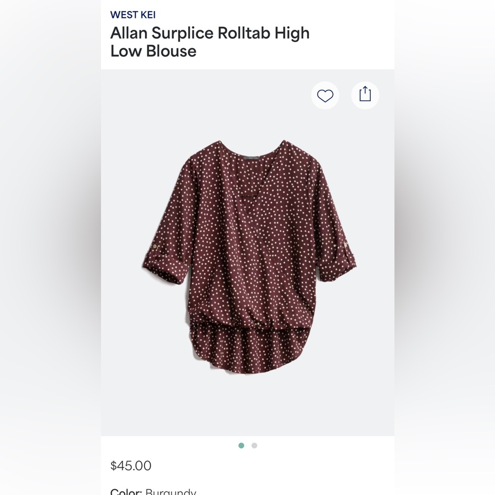 West Kei Allan Surplice Rolltab High Low Blouse